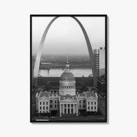 St Louis Black and White Fine Art Photo Print, Gateway Arch Courthouse Missouri Poster