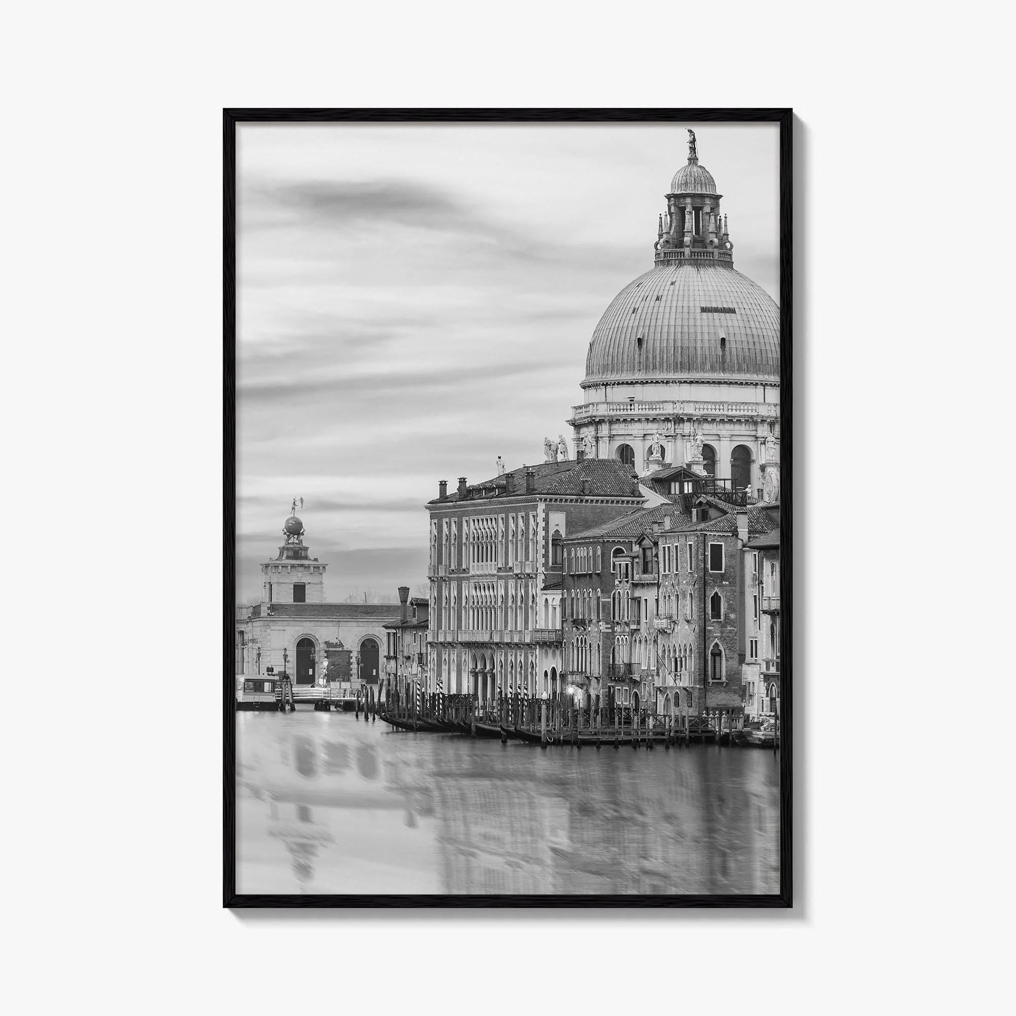 Venice Skyline Black and White Fine Art Photo Print, Grand Canal, Italy Wall Poster