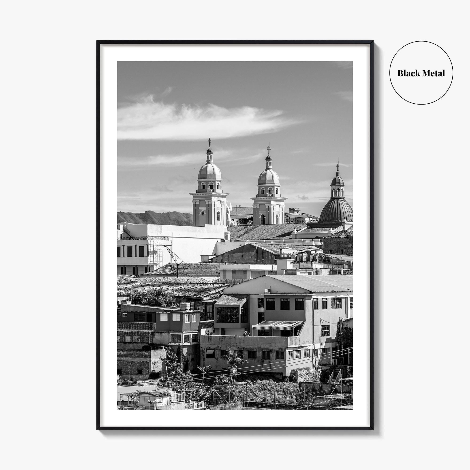 Santiago de Cuba Black and White Fine Art Photo Print, City Center Basilica Poster