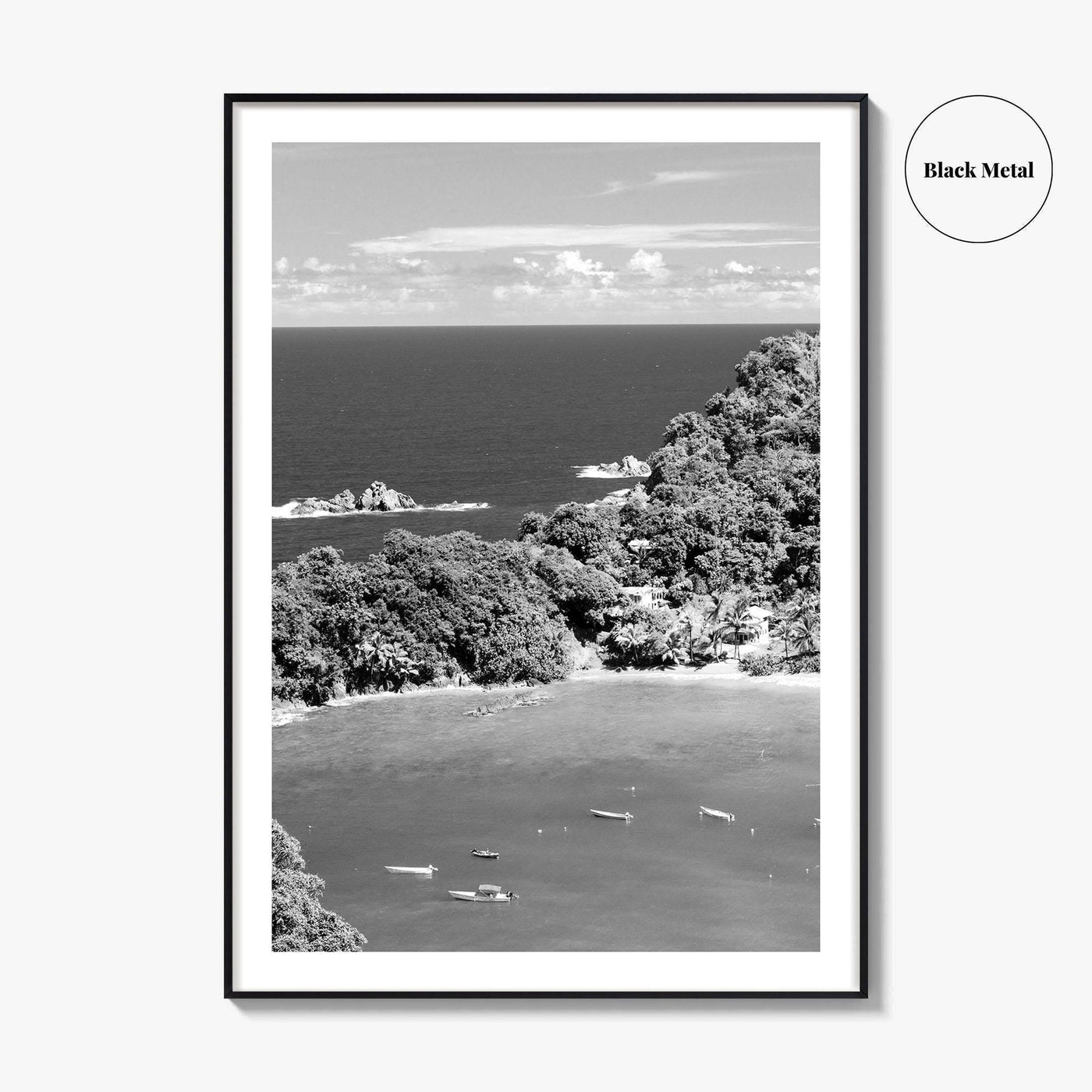 Parlatuvier Bay Black and White Fine Art Photo Print, Trinidad and Tobago Poster