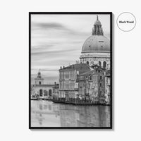 Venice Skyline Black and White Fine Art Photo Print, Grand Canal, Italy Wall Poster