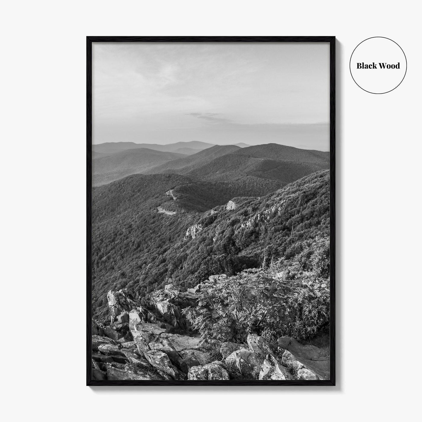 Shenandoah Skyline Black and White Fine Art Photo Print, Drive Stony Man Virginia Poster