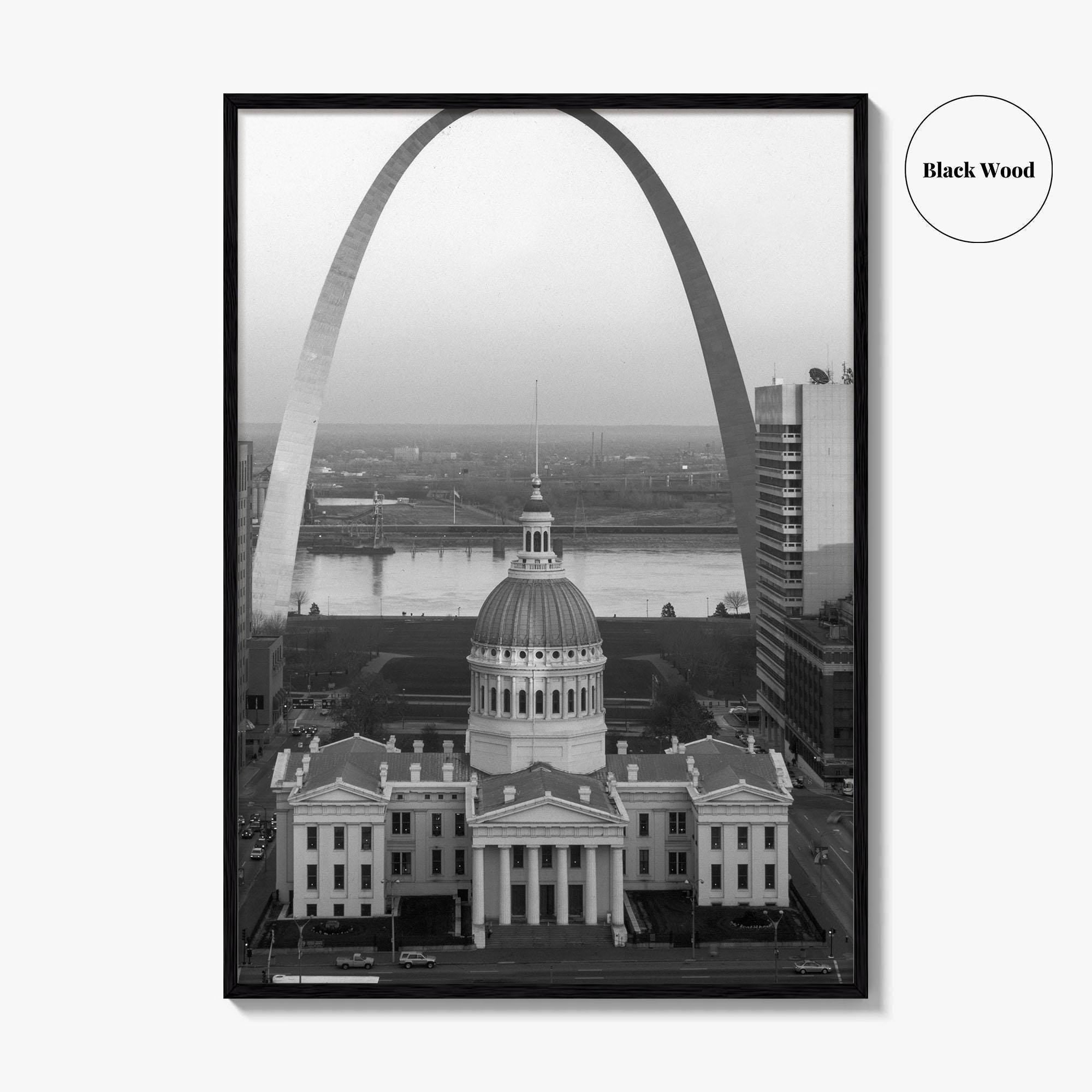 St Louis Black and White Fine Art Photo Print, Gateway Arch Courthouse Missouri Poster