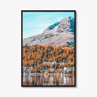 St Moritz Blue Fine Art Photo Print, Canoe on Lake, Engadin Switzerland Wall Poster