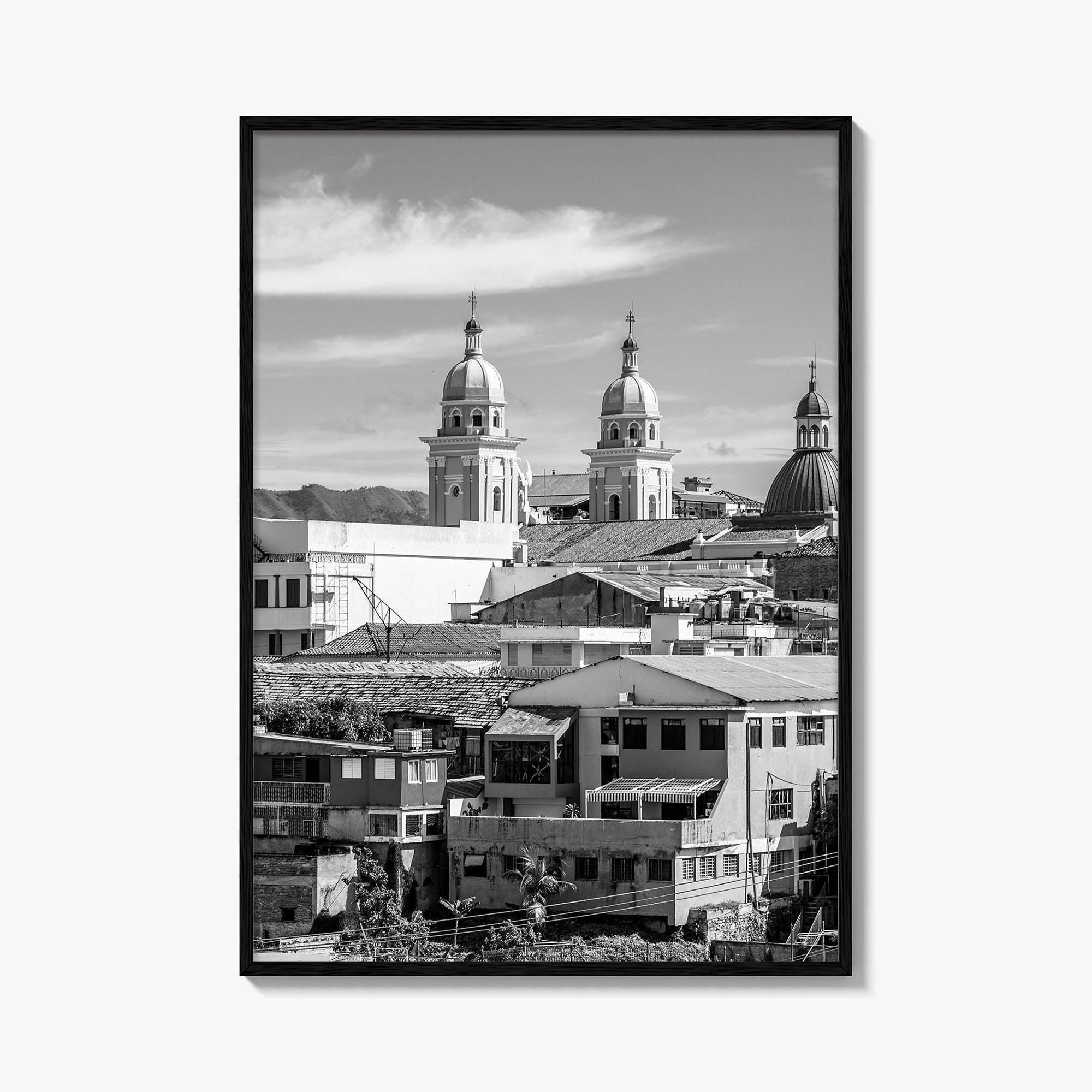 Santiago de Cuba Black and White Fine Art Photo Print, City Center Basilica Poster