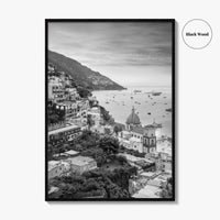 Positano Black and White Fine Art Photo Print, Amalfi Coast Italy Wall Decor Poster