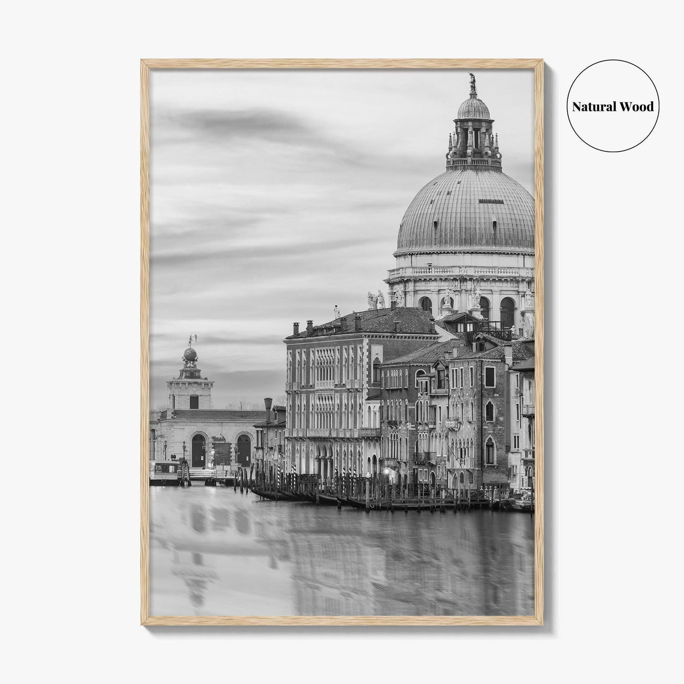 Venice Skyline Black and White Fine Art Photo Print, Grand Canal, Italy Wall Poster