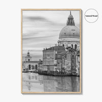 Venice Skyline Black and White Fine Art Photo Print, Grand Canal, Italy Wall Poster