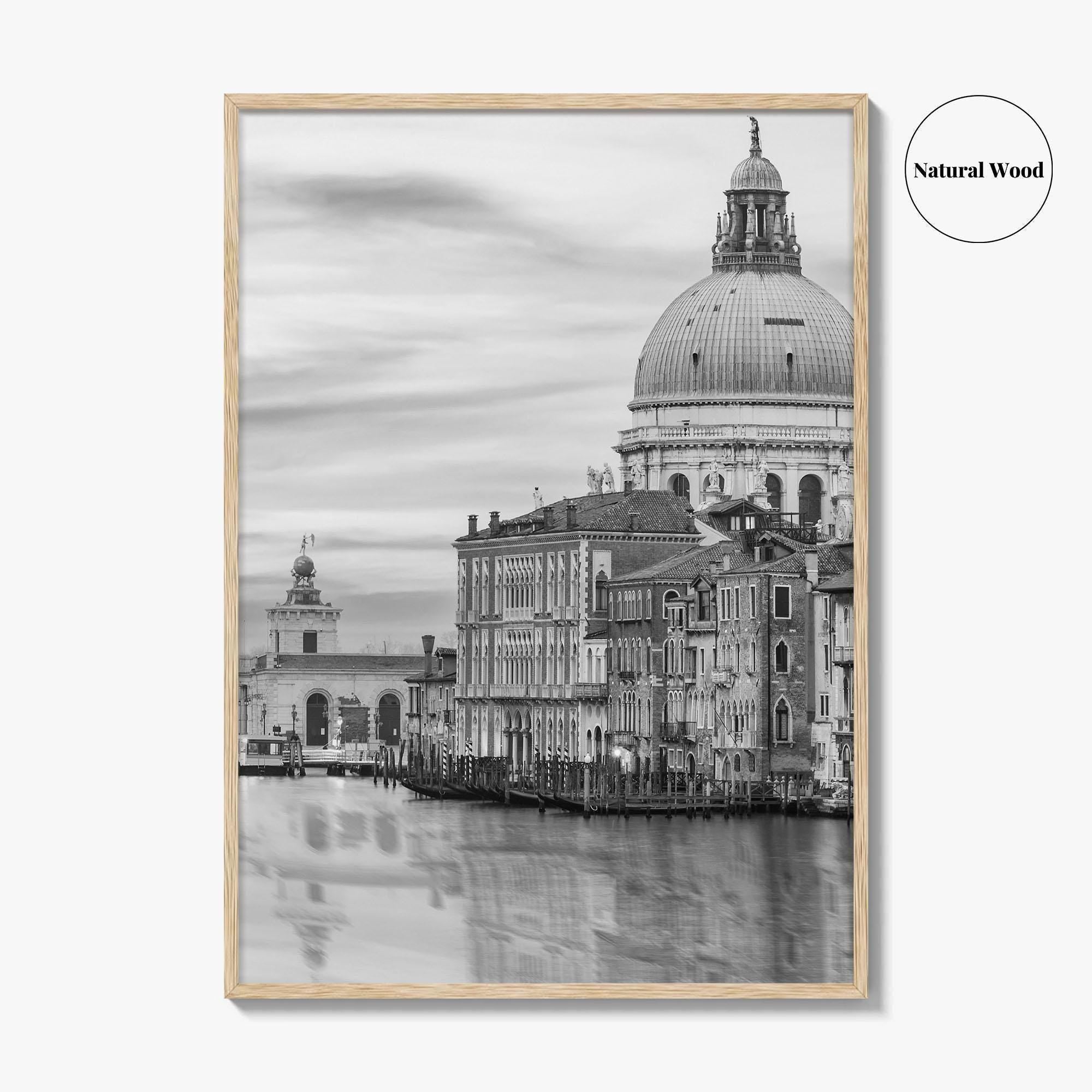 Venice Skyline Black and White Fine Art Photo Print, Grand Canal, Italy Wall Poster