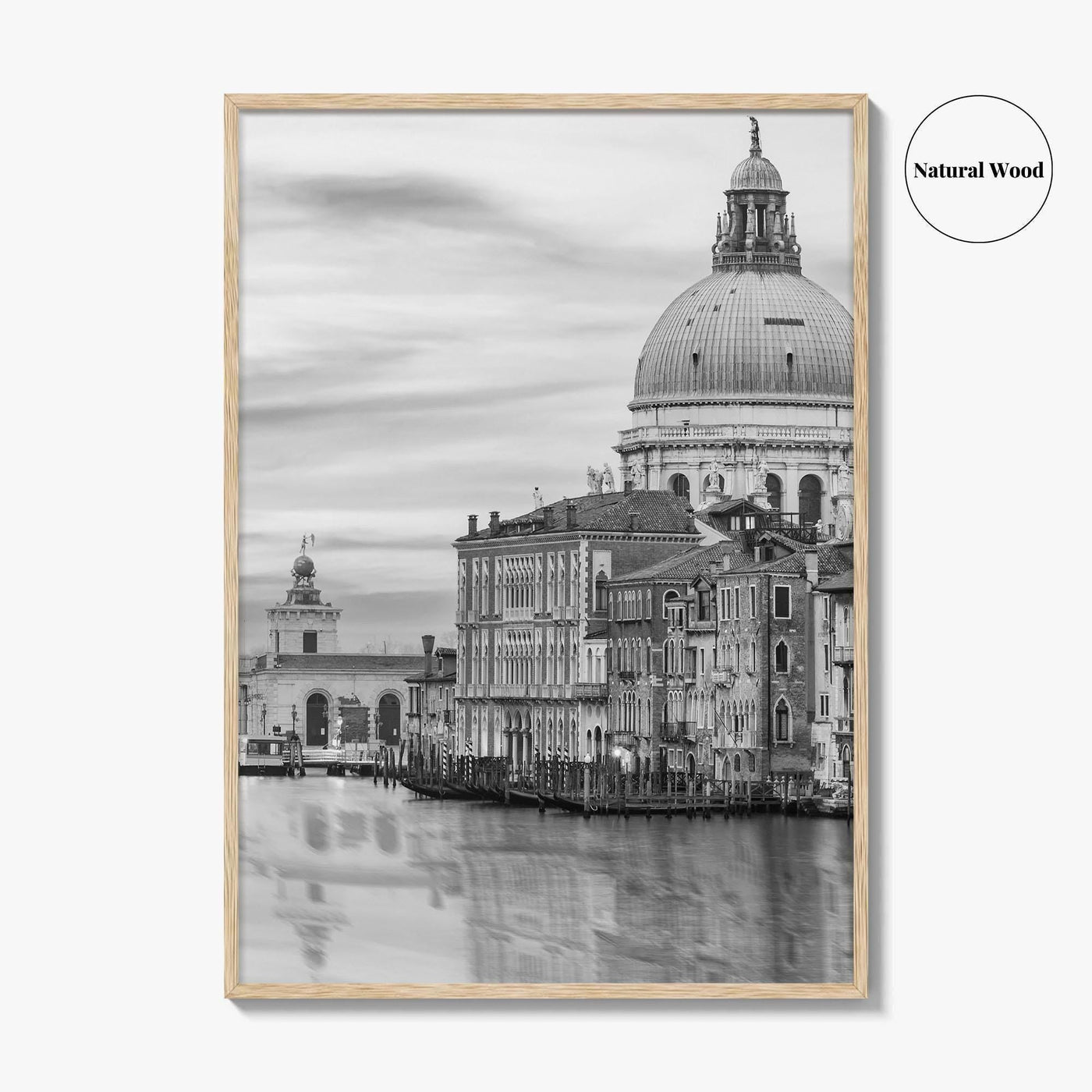 Venice Skyline Black and White Fine Art Photo Print, Grand Canal, Italy Wall Poster