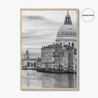 Venice Skyline Black and White Fine Art Photo Print, Grand Canal, Italy Wall Poster