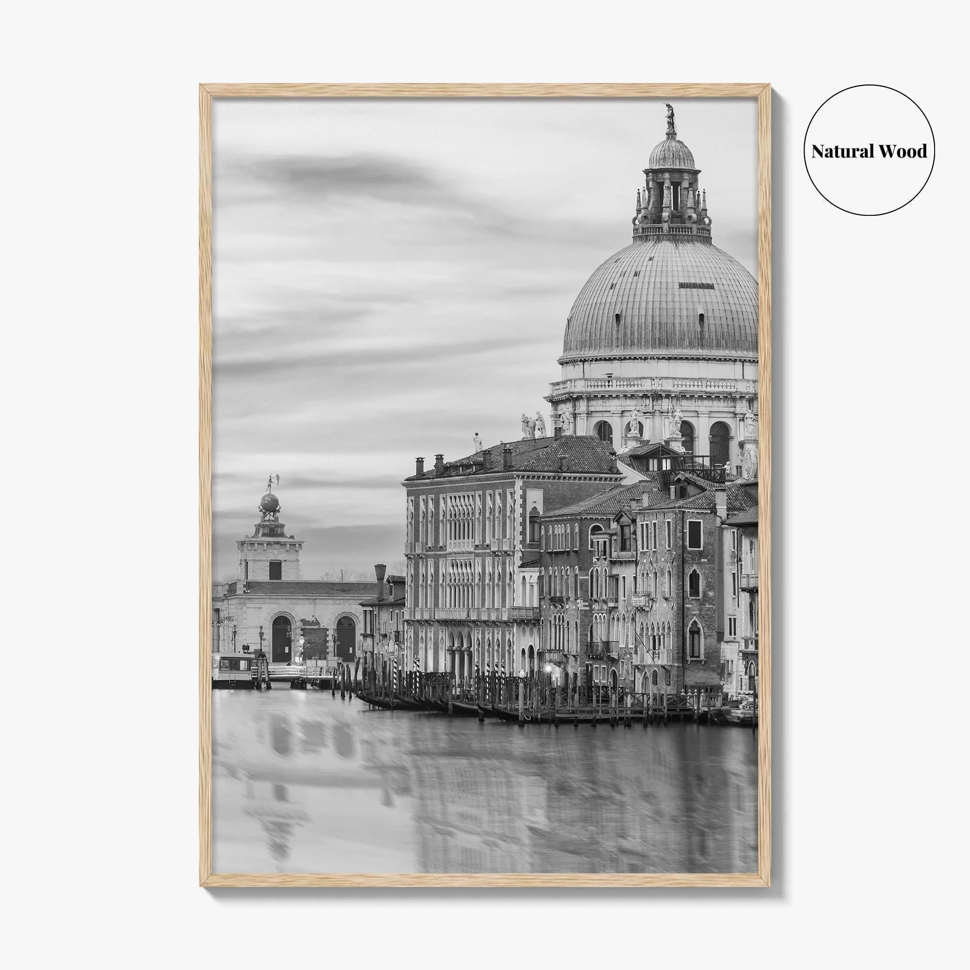 Venice Skyline Black and White Fine Art Photo Print, Grand Canal, Italy Wall Poster