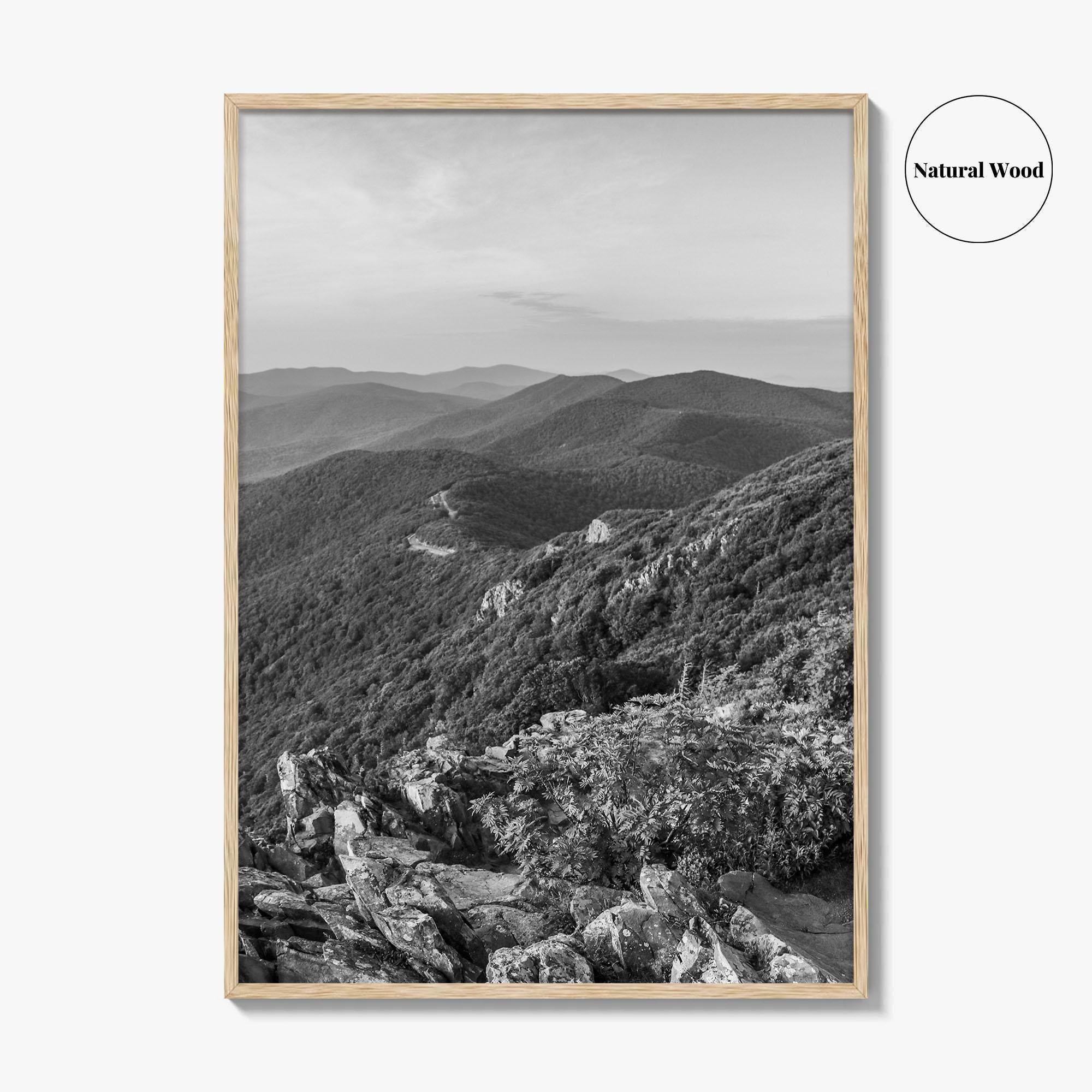 Shenandoah Skyline Black and White Fine Art Photo Print, Drive Stony Man Virginia Poster