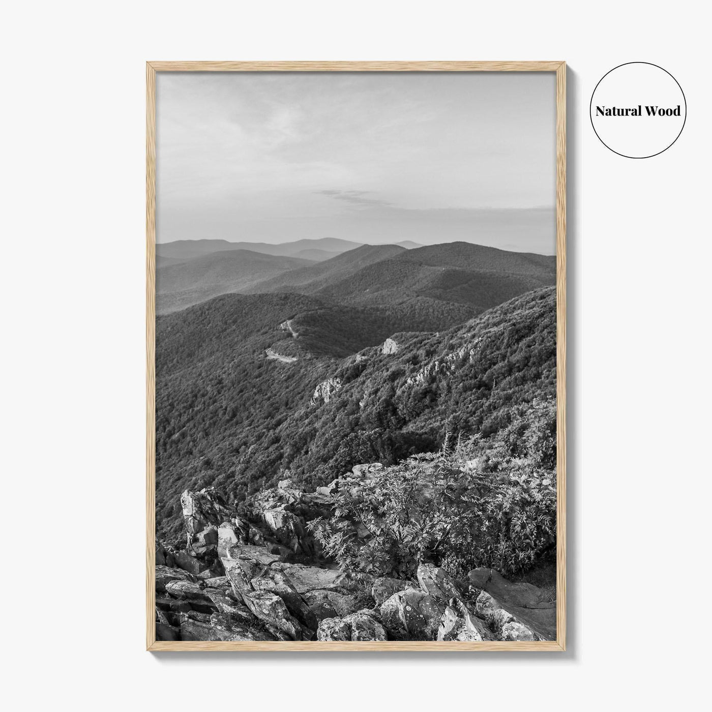 Shenandoah Skyline Black and White Fine Art Photo Print, Drive Stony Man Virginia Poster