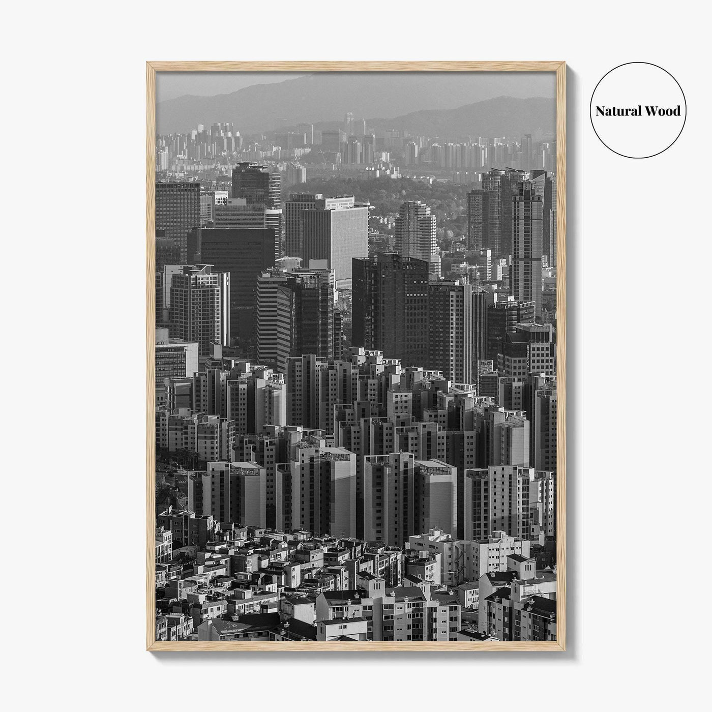 Seoul Skyline Black and White Fine Art Photo Print, South Korea Wall Decor Poster