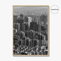 Seoul Skyline Black and White Fine Art Photo Print, South Korea Wall Decor Poster