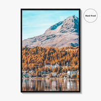St Moritz Blue Fine Art Photo Print, Canoe on Lake, Engadin Switzerland Wall Poster