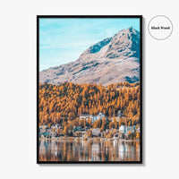 St Moritz Blue Fine Art Photo Print, Canoe on Lake, Engadin Switzerland Wall Poster