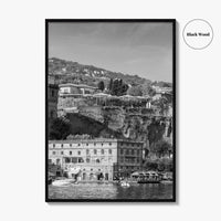 Sorrento Black and White Fine Art Photo Print, Naples Sea Cliffs Italy Poster
