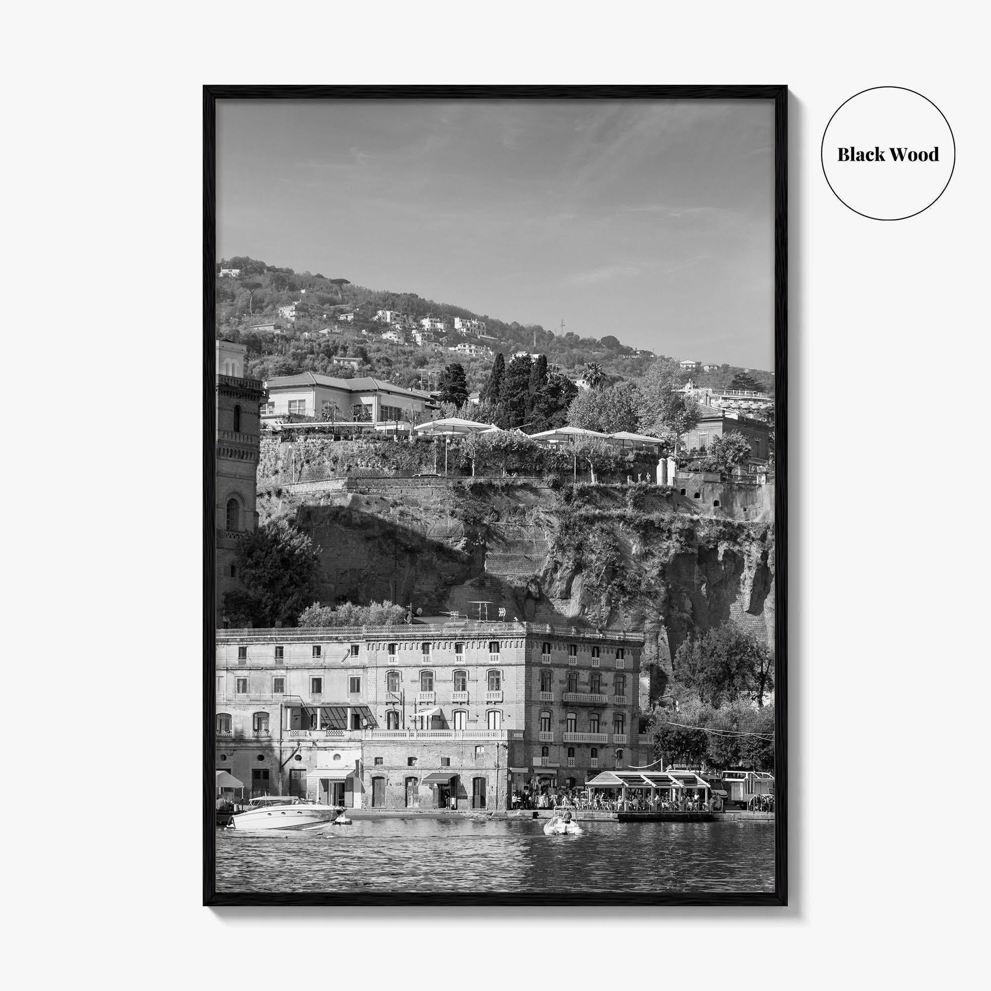 Sorrento Black and White Fine Art Photo Print, Naples Sea Cliffs Italy Poster