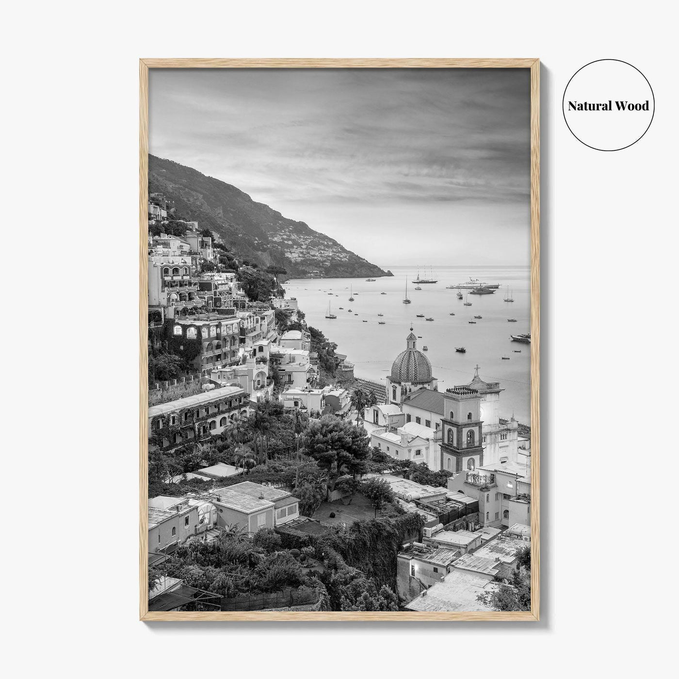 Positano Black and White Fine Art Photo Print, Amalfi Coast Italy Wall Decor Poster