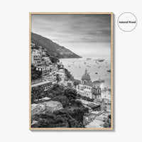 Positano Black and White Fine Art Photo Print, Amalfi Coast Italy Wall Decor Poster