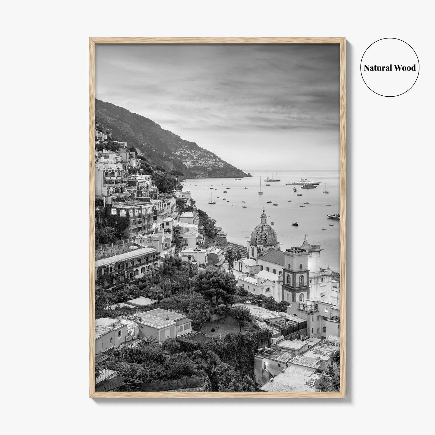 Positano Black and White Fine Art Photo Print, Amalfi Coast Italy Wall Decor Poster