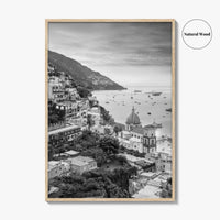 Positano Black and White Fine Art Photo Print, Amalfi Coast Italy Wall Decor Poster