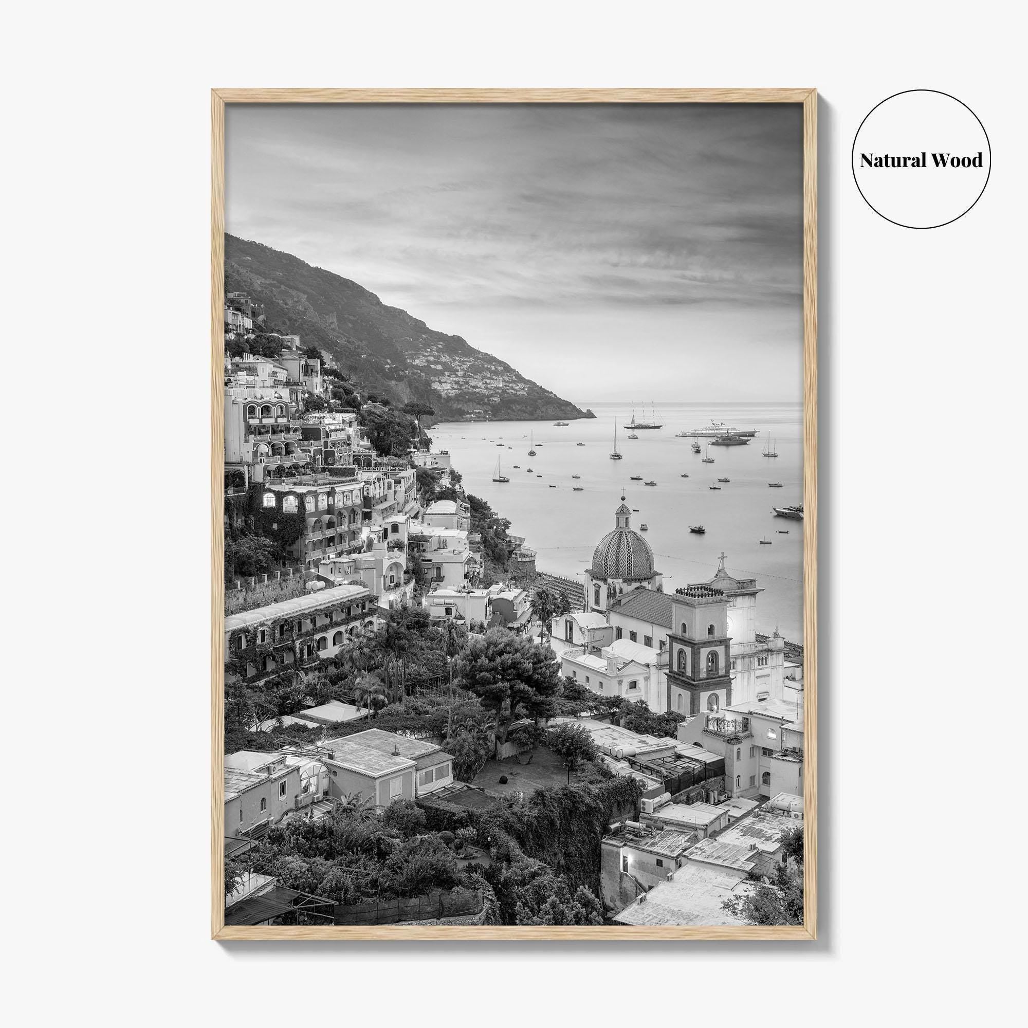 Positano Black and White Fine Art Photo Print, Amalfi Coast Italy Wall Decor Poster