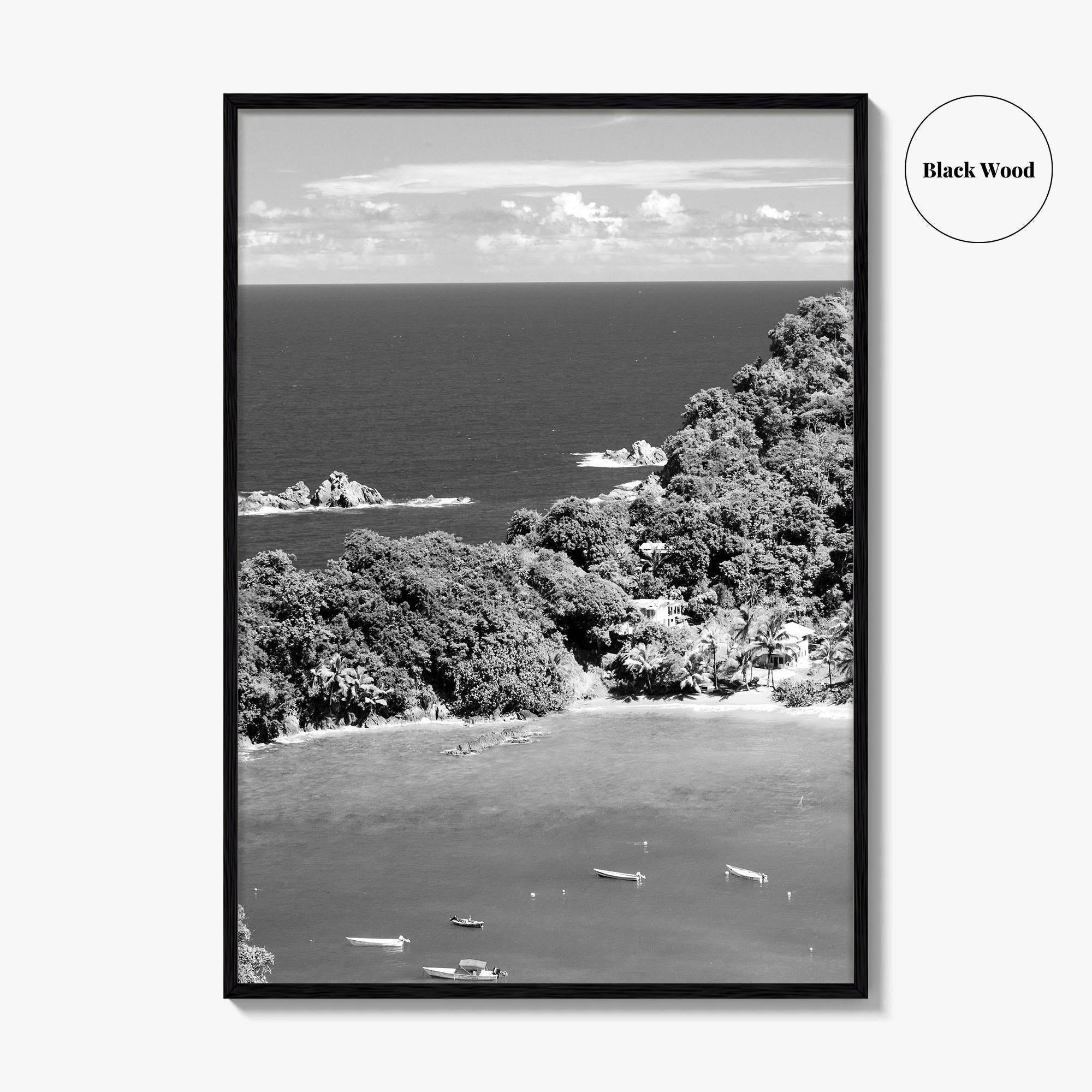 Parlatuvier Bay Black and White Fine Art Photo Print, Trinidad and Tobago Poster