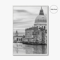 Venice Skyline Black and White Fine Art Photo Print, Grand Canal, Italy Wall Poster