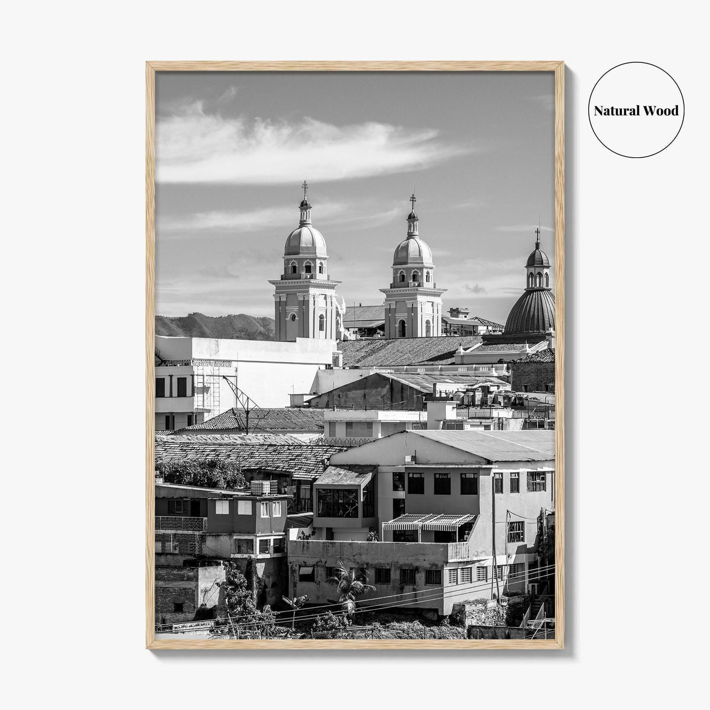 Santiago de Cuba Black and White Fine Art Photo Print, City Center Basilica Poster