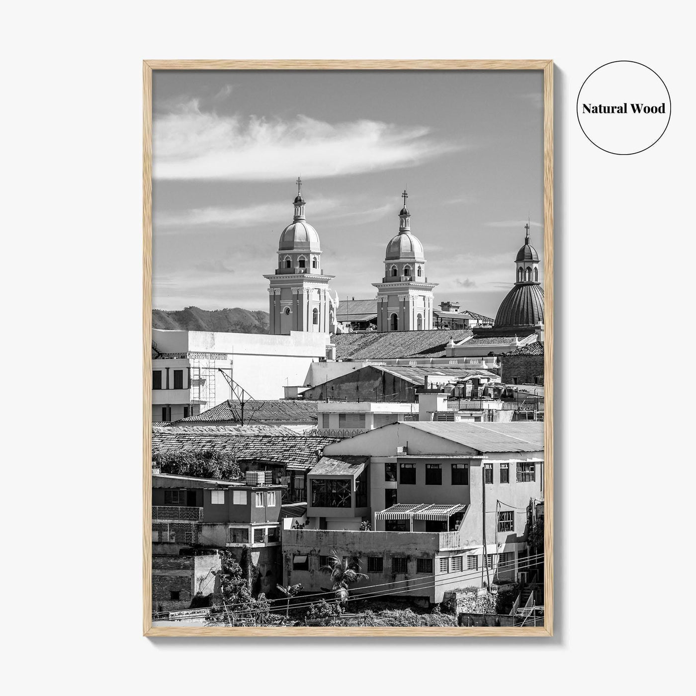 Santiago de Cuba Black and White Fine Art Photo Print, City Center Basilica Poster