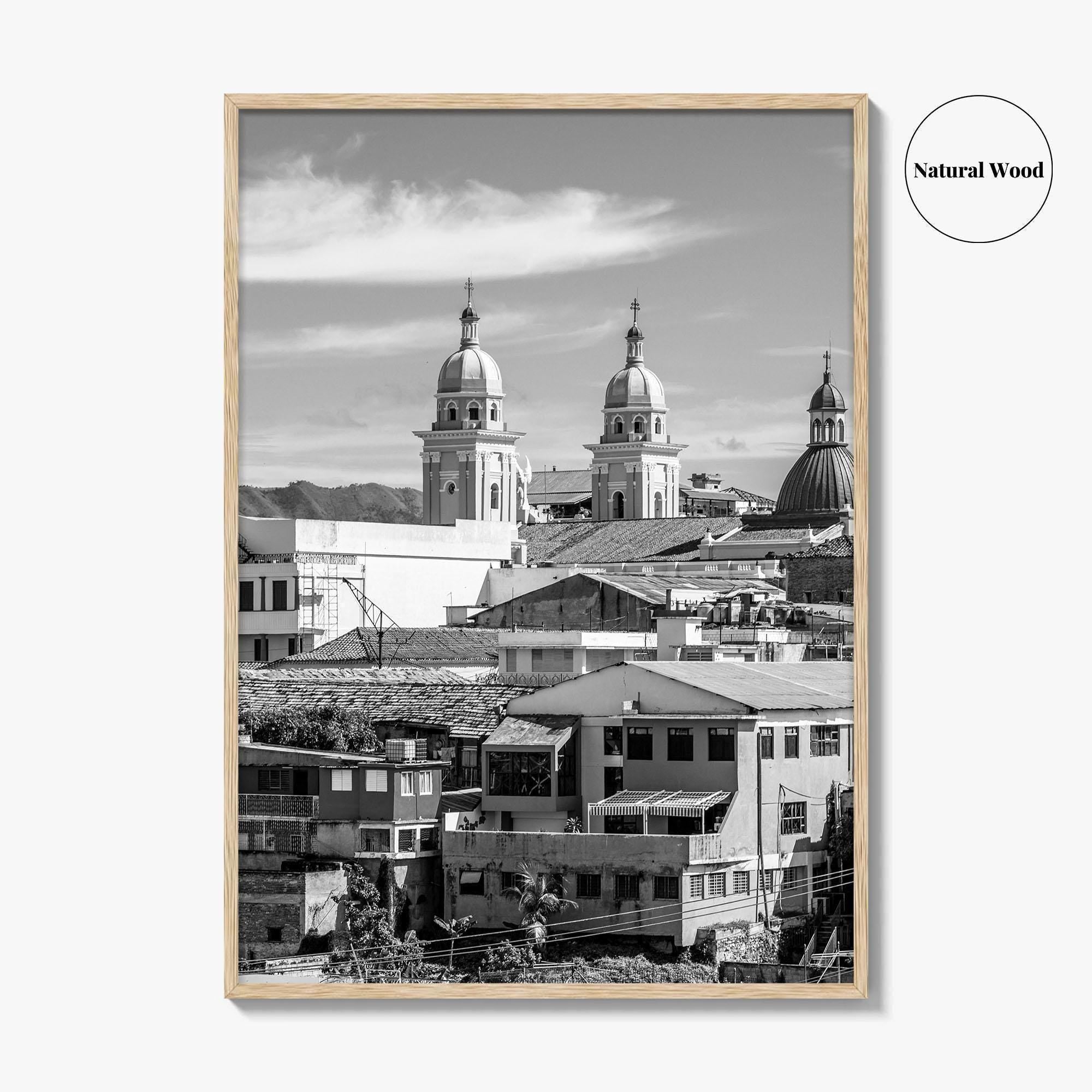 Santiago de Cuba Black and White Fine Art Photo Print, City Center Basilica Poster