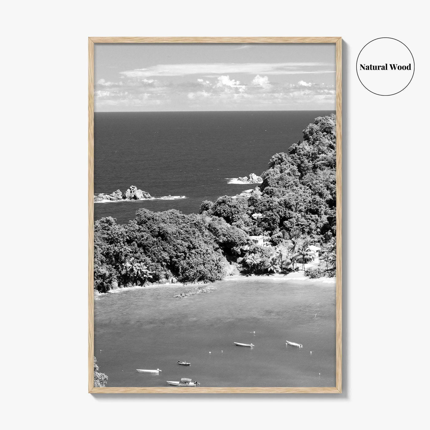 Parlatuvier Bay Black and White Fine Art Photo Print, Trinidad and Tobago Poster