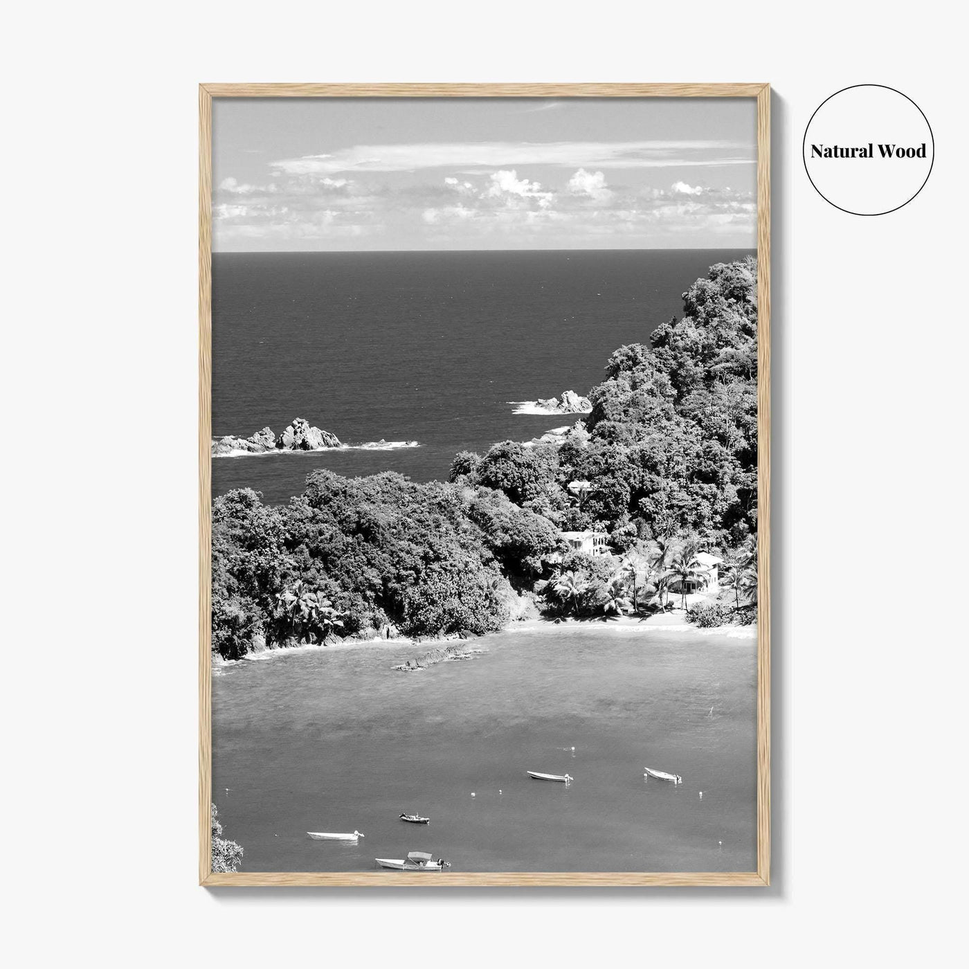 Parlatuvier Bay Black and White Fine Art Photo Print, Trinidad and Tobago Poster