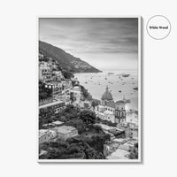 Positano Black and White Fine Art Photo Print, Amalfi Coast Italy Wall Decor Poster