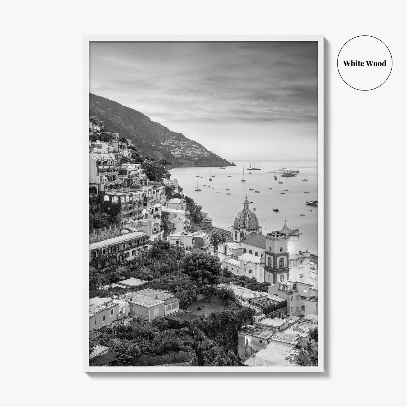 Positano Black and White Fine Art Photo Print, Amalfi Coast Italy Wall Decor Poster