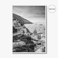 Positano Black and White Fine Art Photo Print, Amalfi Coast Italy Wall Decor Poster