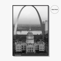 St Louis Black and White Fine Art Photo Print, Gateway Arch Courthouse Missouri Poster