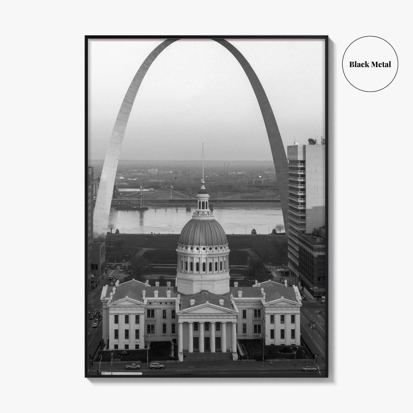 St Louis Black and White Fine Art Photo Print, Gateway Arch Courthouse Missouri Poster
