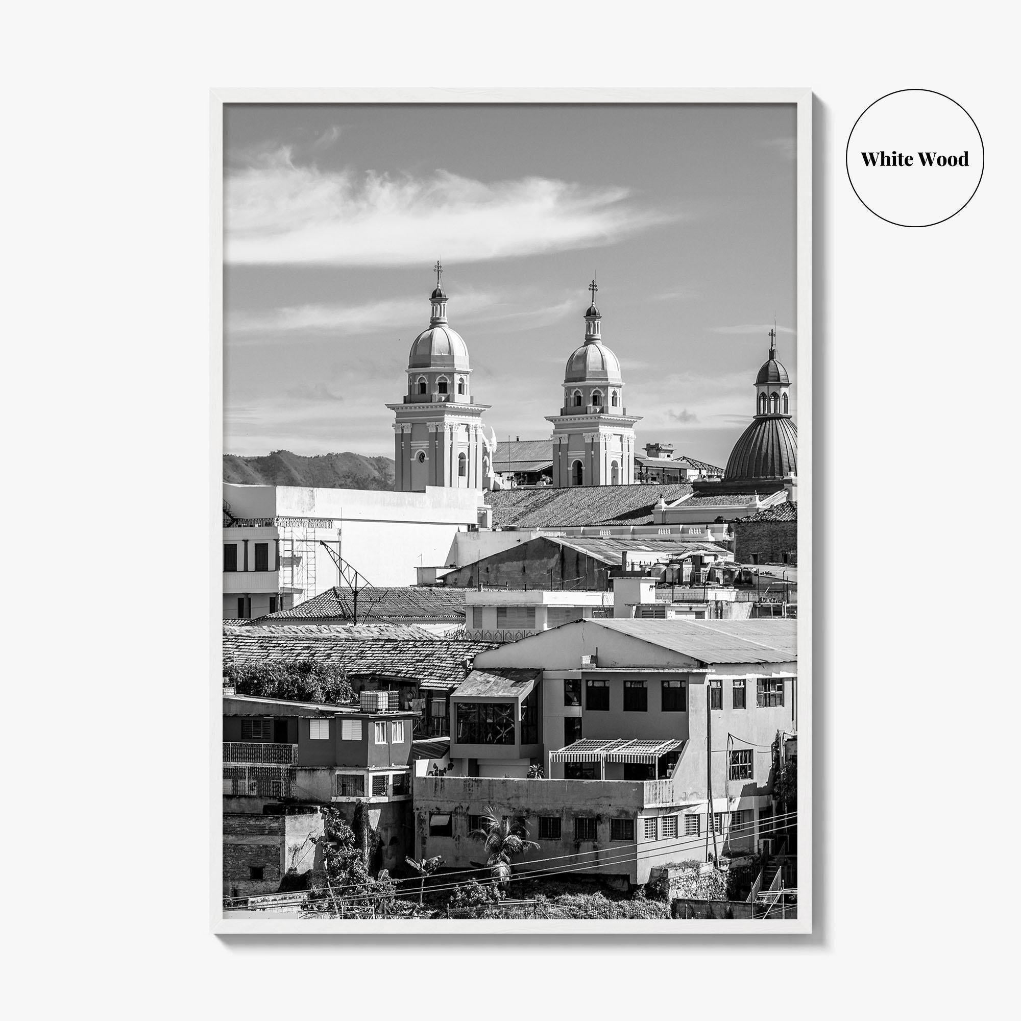Santiago de Cuba Black and White Fine Art Photo Print, City Center Basilica Poster