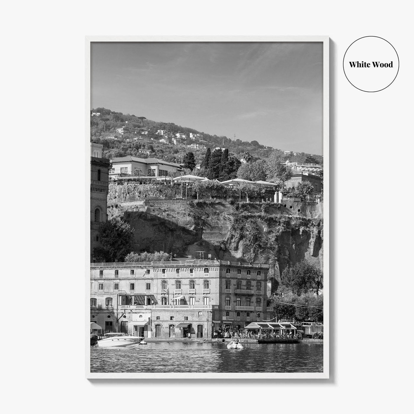 Sorrento Black and White Fine Art Photo Print, Naples Sea Cliffs Italy Poster
