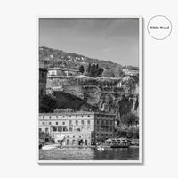 Sorrento Black and White Fine Art Photo Print, Naples Sea Cliffs Italy Poster