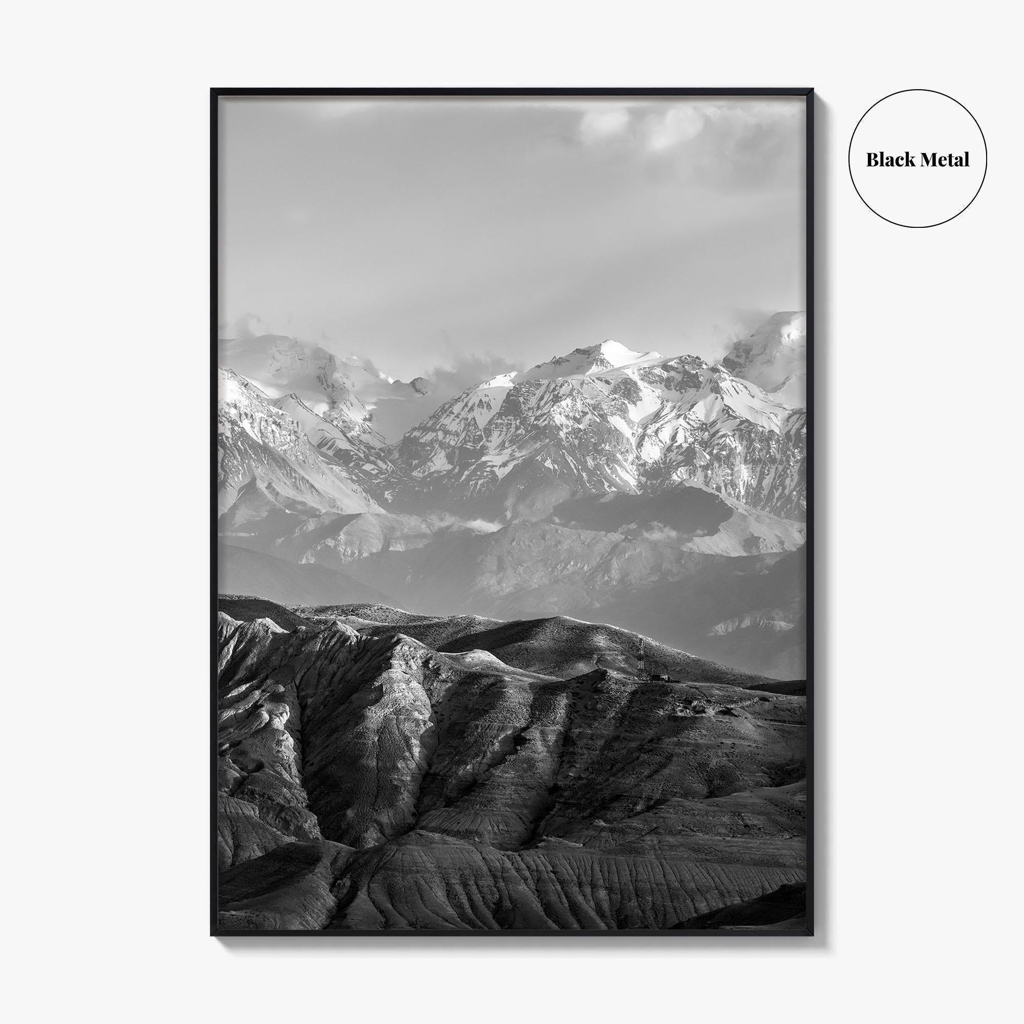 Upper Mustang Black and White Fine Art Photo Print, Annapurna Himalayas Poster