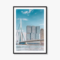 Rotterdam Fine Art Photo Print, Netherlands Wall Decor Poster, Erasmusbrug Swan Bridge, Harbor