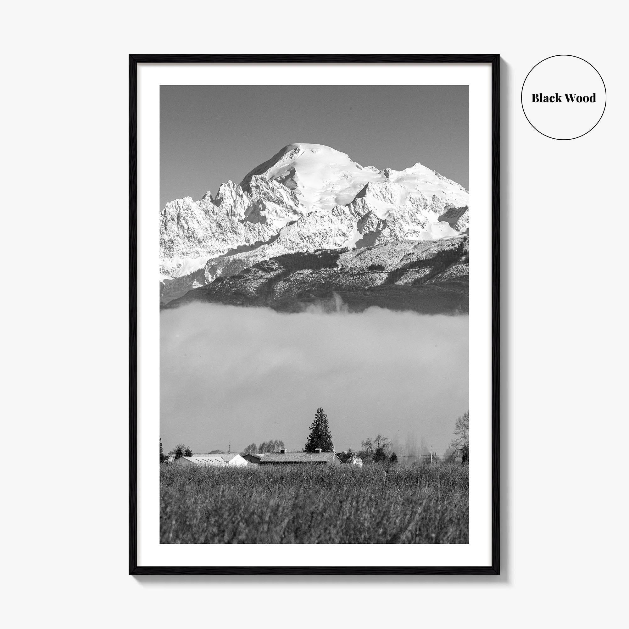 Mount Baker Black and White Fine Art Photo Print, North Cascades Washington Poster