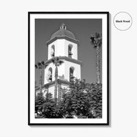 Mission San Juan Capistrano Black and White Fine Art Photo Print, California Basilica Poster