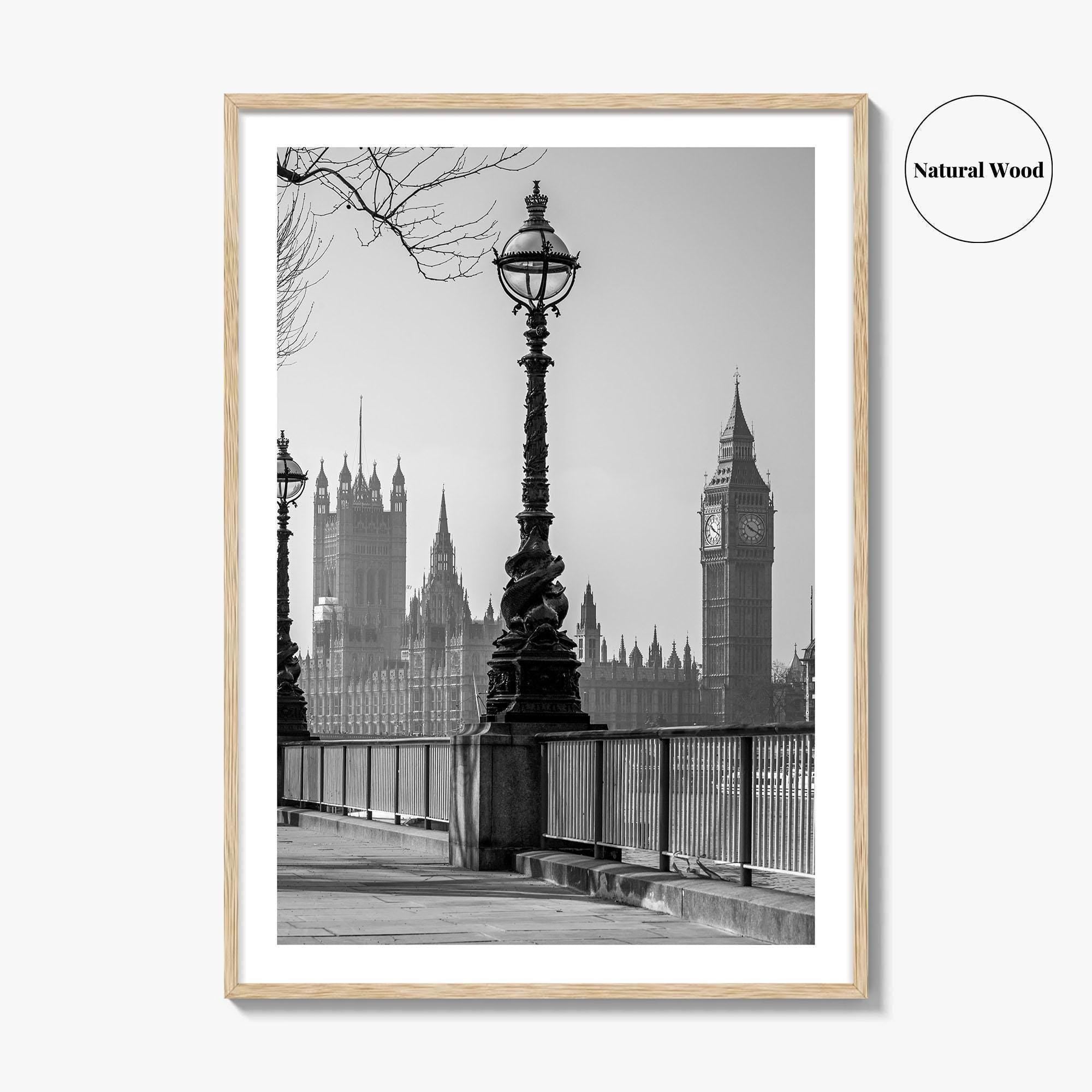 London Black and White Fine Art Photo Print, Big Ben Parliament England UK Poster