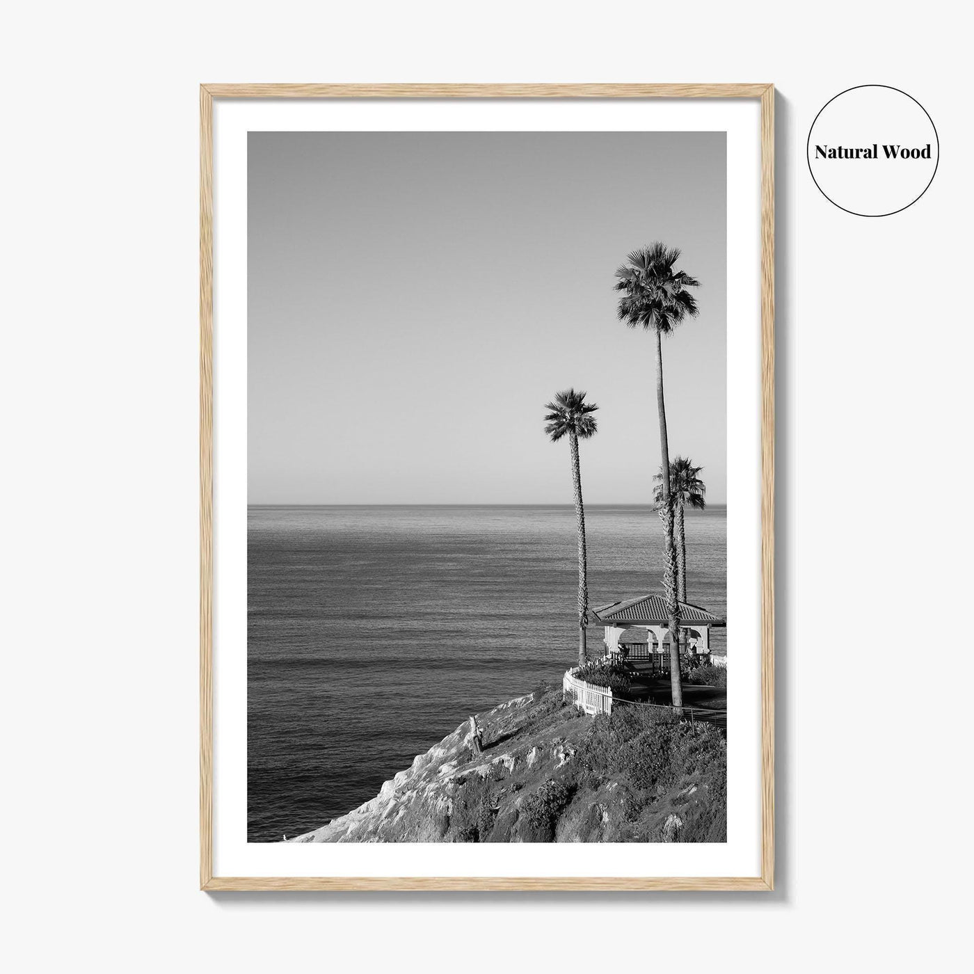 Pismo Beach Black and White Fine Art Photo Print, Shore Cliff Gazebo, California Poster